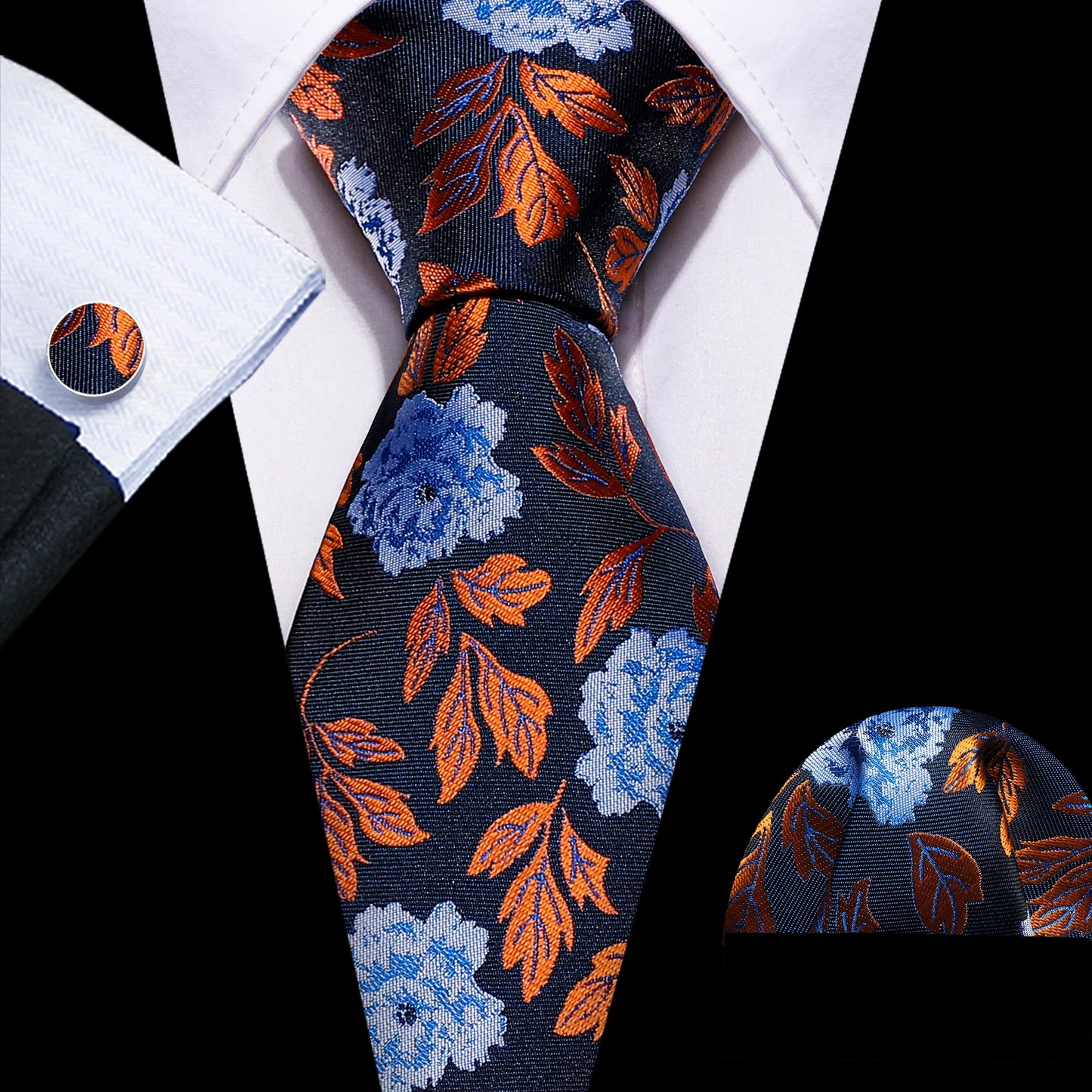 Men Wedding  Brown Floral Silk Tie