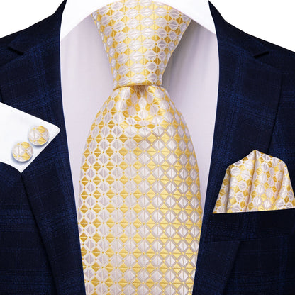 Silk Silver Blue Plaid Tie For Men