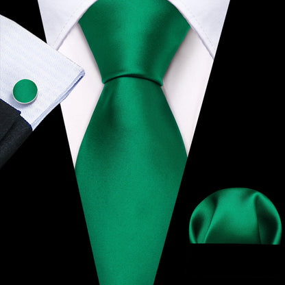 Black Green Silk Mens Ties Set