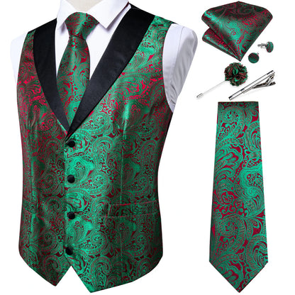 Unique Floral Paisley Vest And Tie Set