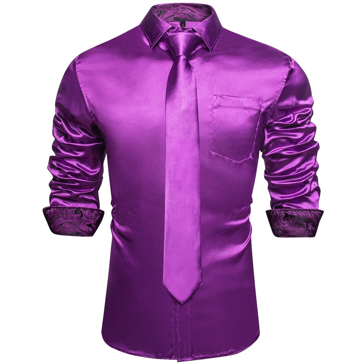 Men's Hot Pink Satin Shirt