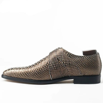 SNAKE PRINT LEATHER LOAFERS SHOES FOR MEN