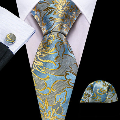 Men Wedding  Brown Floral Silk Tie