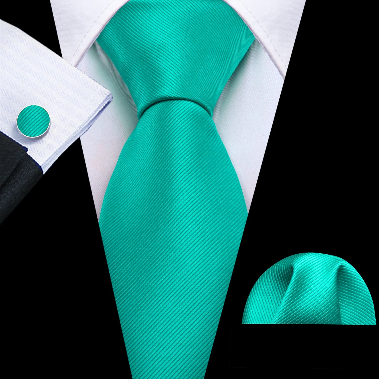 Green Teal Fashion Silk Men Tie