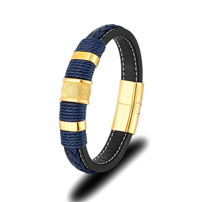 Braided Genuine Blue Leather Bracelet