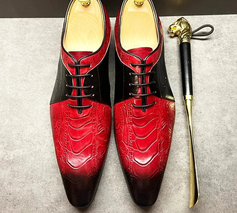 Leather Lace Up Pointed Toe Men Shoes