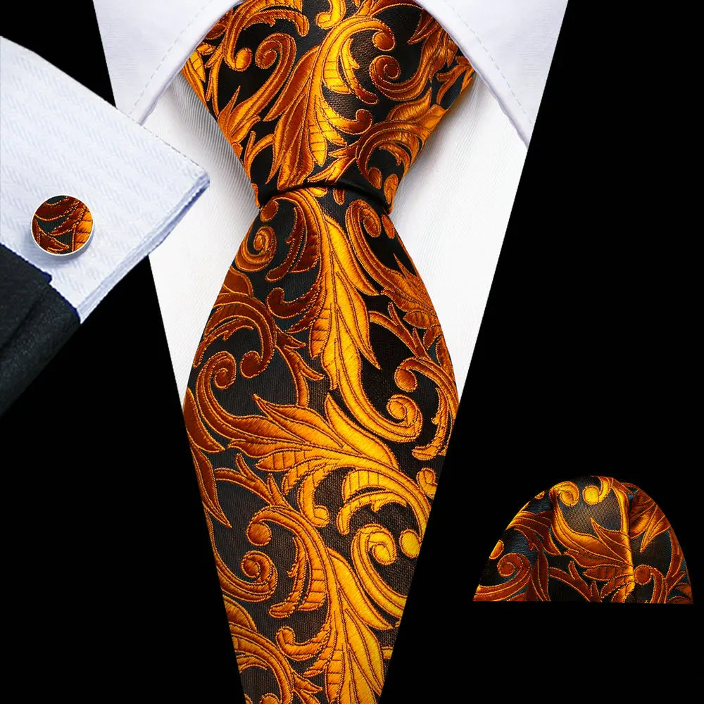 Men Wedding  Brown Floral Silk Tie