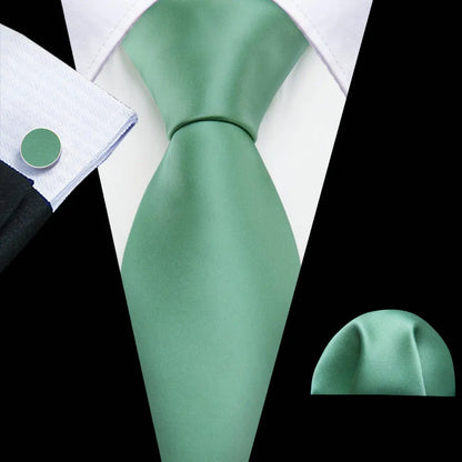 Black Green Silk Mens Ties Set