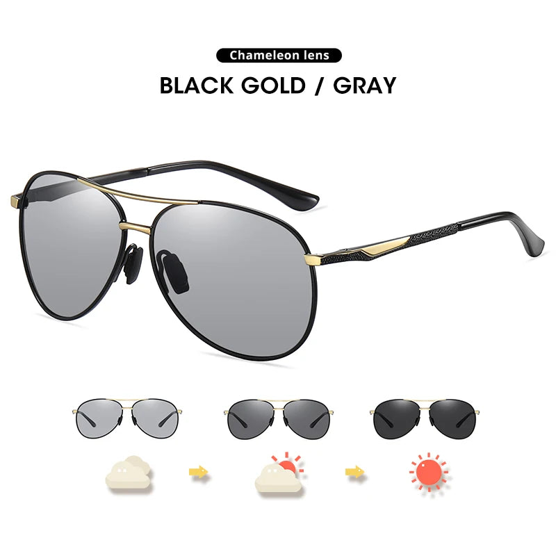 Top Quality Aviation Polarized Sunglasses Photochromic Metal Frame