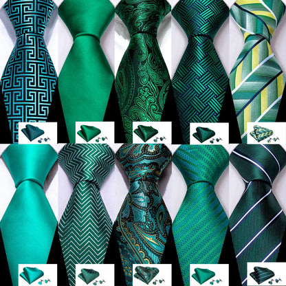 Green Teal Fashion Silk Men Tie