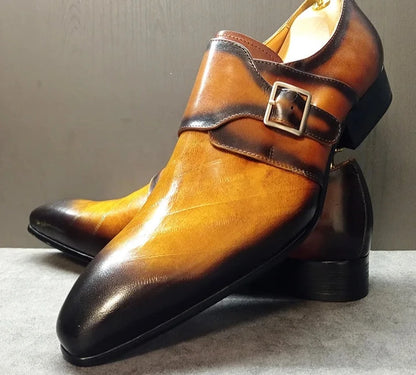 Real Leather Monk Men Shoe