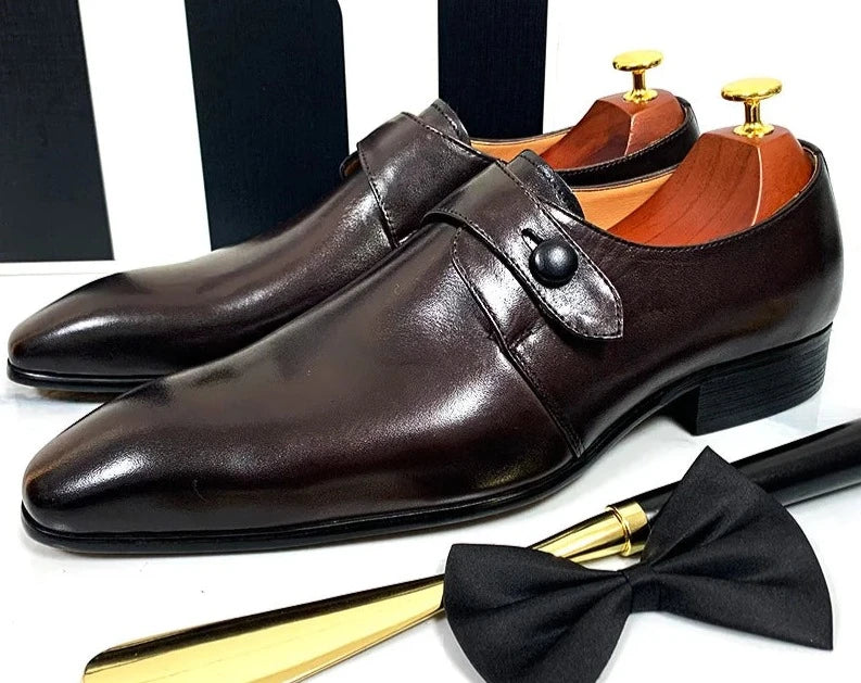 Black Macaron Pointed Toe Men Shoes