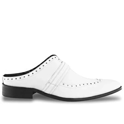 MEN MULES LEATHER HALF SHOES POINTED TOE CASUAL SHOES