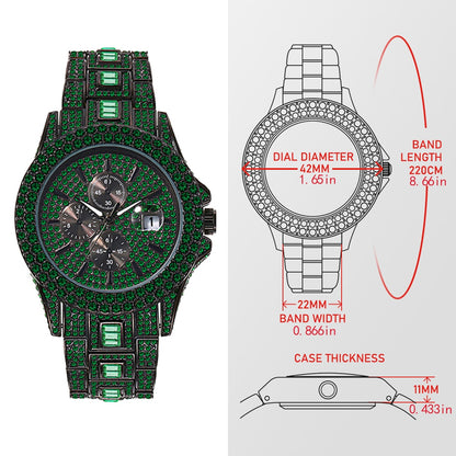 Green Iced Diamond Watches