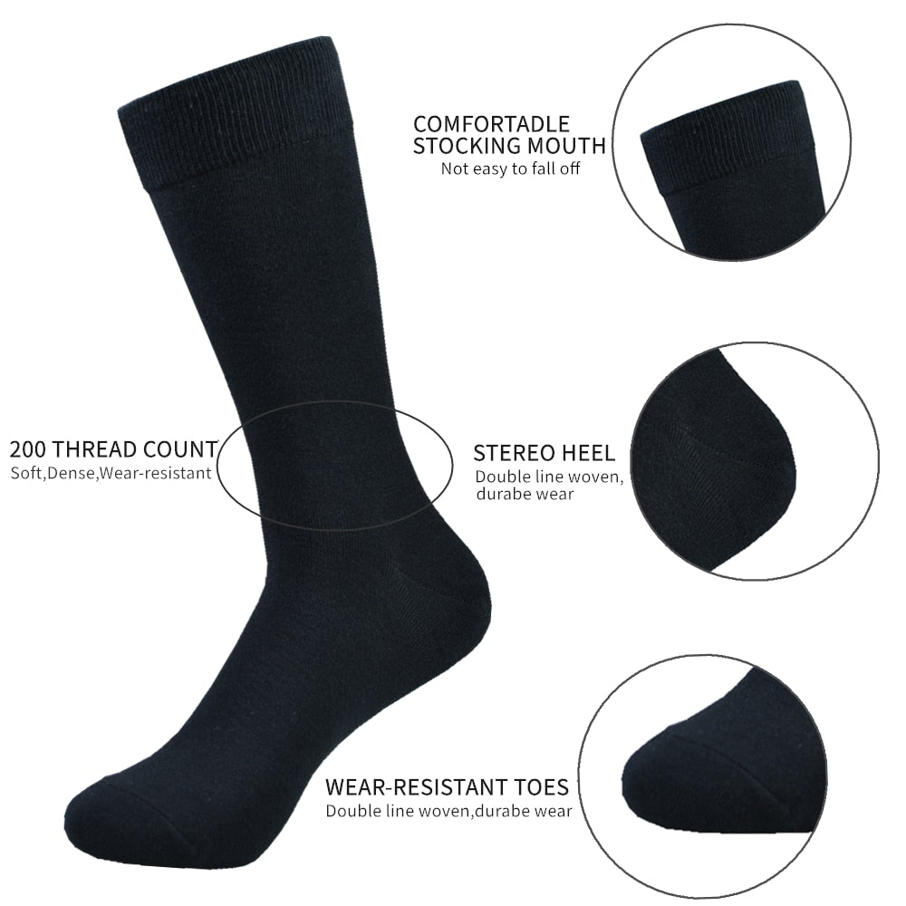 Black Cotton Calf Socks