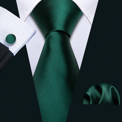 Black Green Silk Mens Ties Set