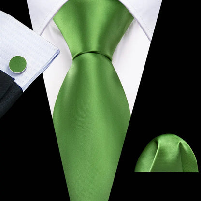 Black Green Silk Mens Ties Set