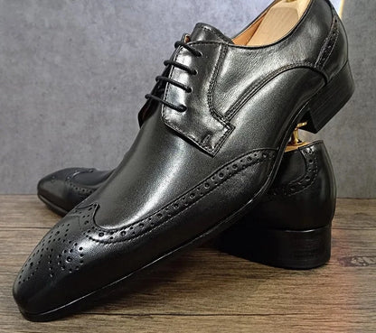 Leather Lace Up Pointed Toe Shoes For Men