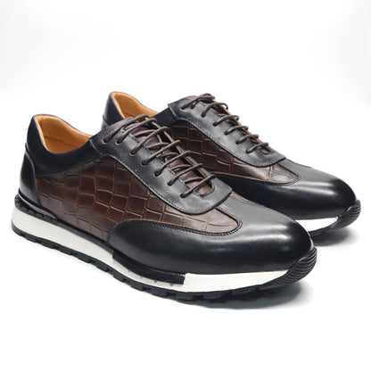 Lace-up Crocodile Pattern Men Leather Shoes