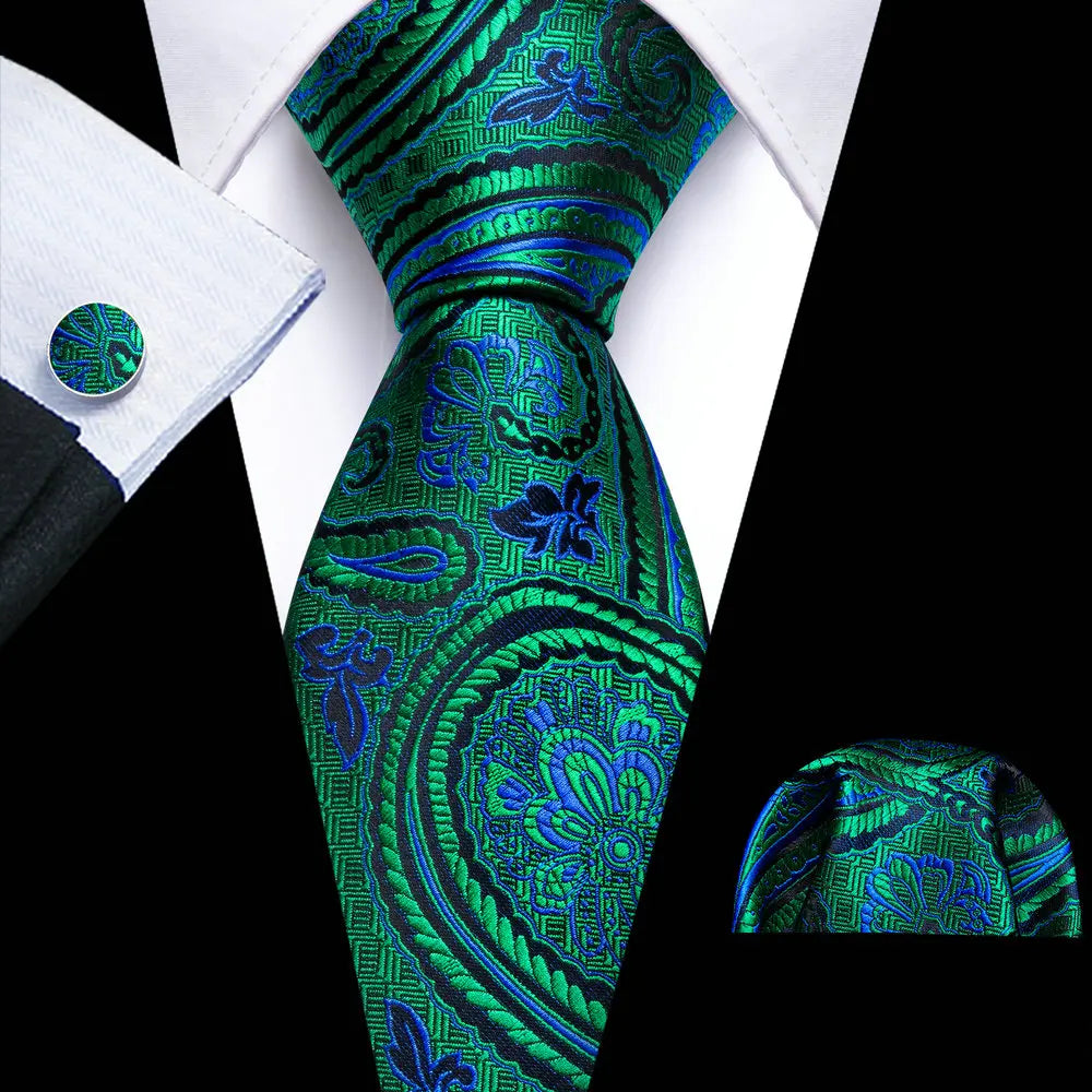 Green Teal Fashion Silk Men Tie