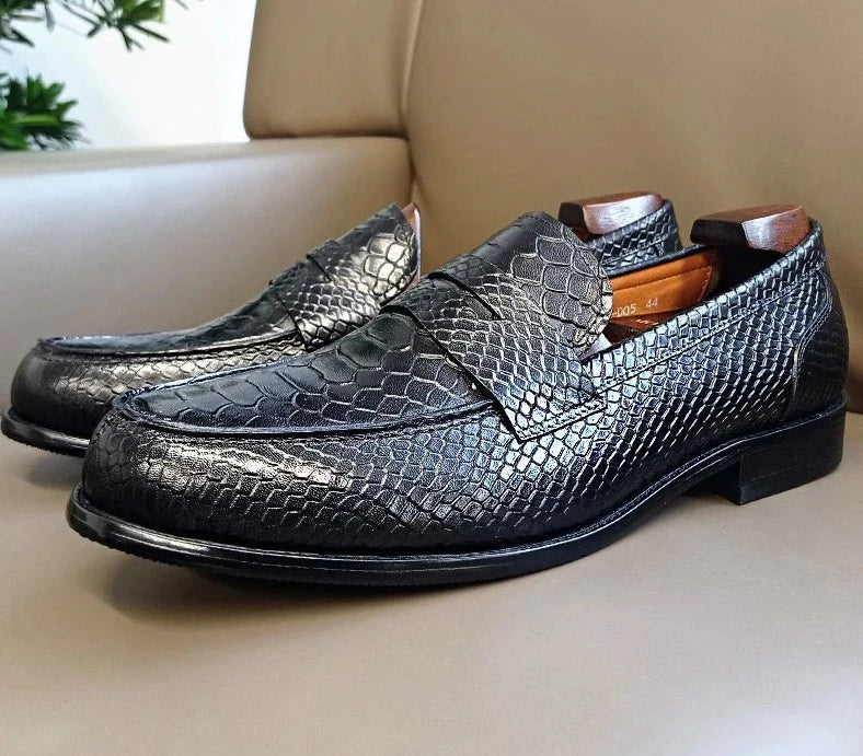 Snake Print Leather Shoes