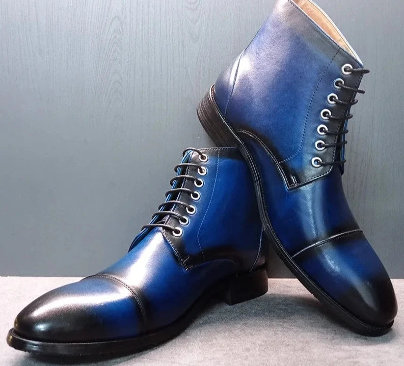 Royal Blue Ankle Boots Shoes For Men