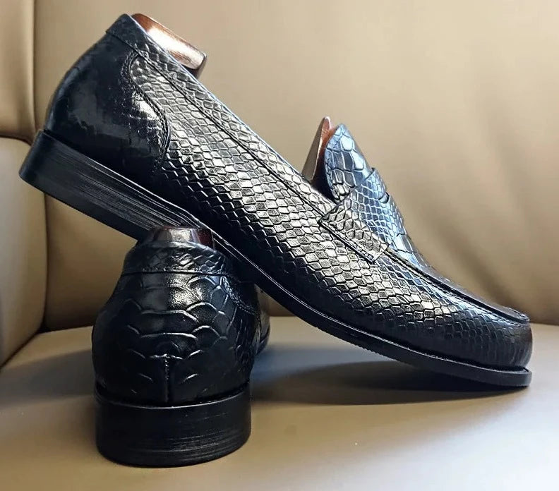 Snake Print Leather Shoes