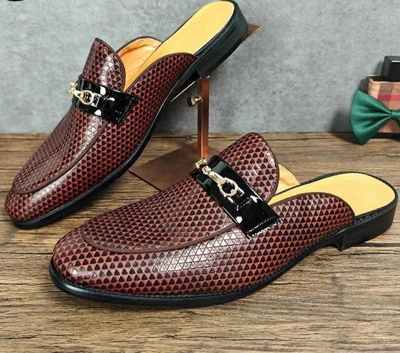 Leather Men Mules Half Shoes