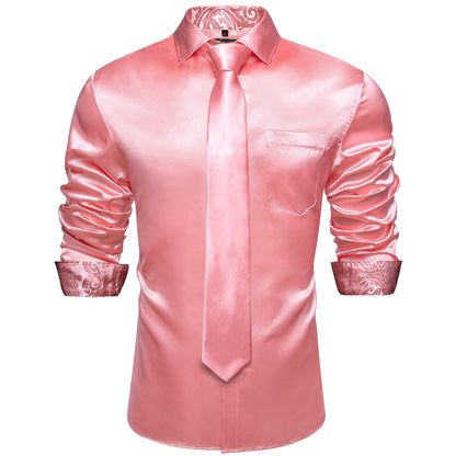 Men's Hot Pink Satin Shirt