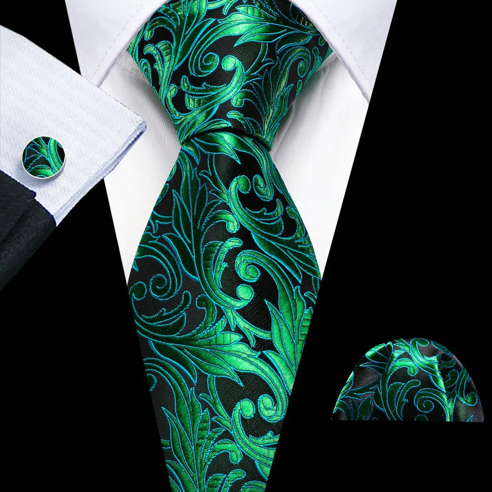 Green Teal Fashion Silk Men Tie