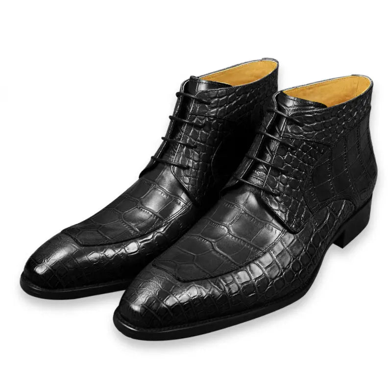 Crocodile Solid Boots Genuine Leather Men Shoe