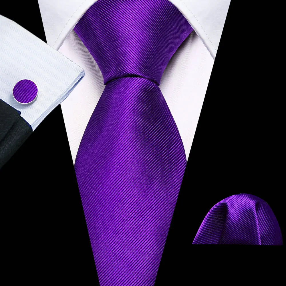 Dark Purple Plaid Silk Men Tie