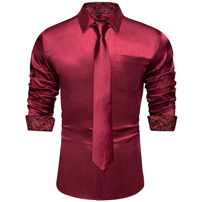 Men's Hot Pink Satin Shirt