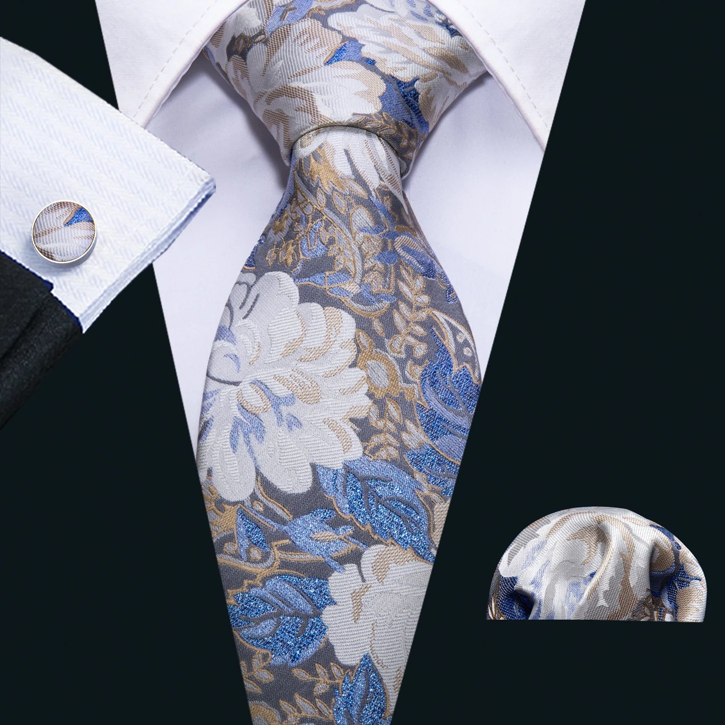 Men Wedding  Brown Floral Silk Tie