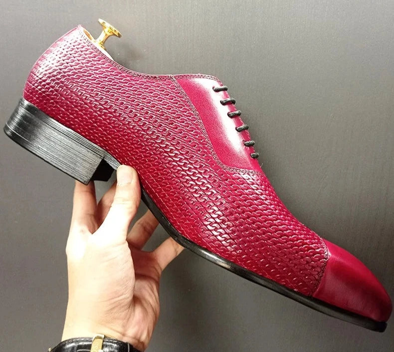 Real Leather Red Pointed Toe Men Shoes