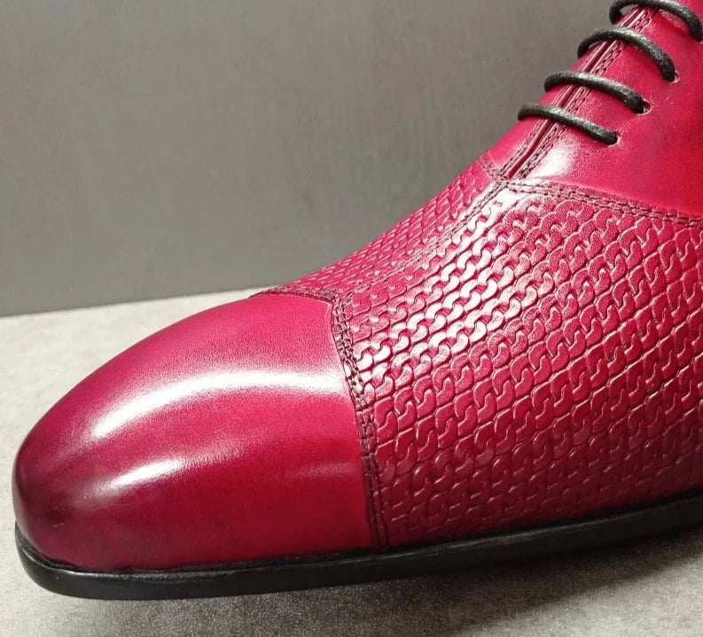 Real Leather Red Pointed Toe Men Shoes