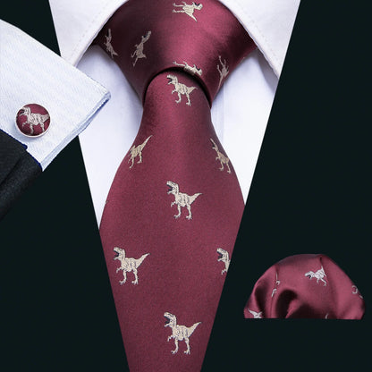 Fashion Red Burgundy Silk Men Tie Set