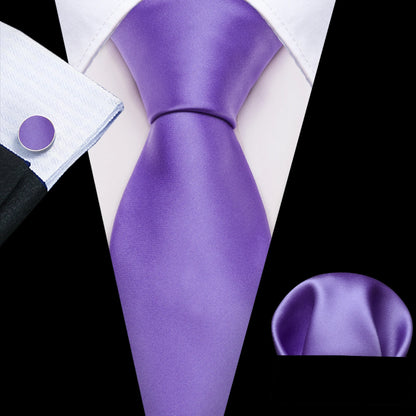 Dark Purple Plaid Silk Men Tie