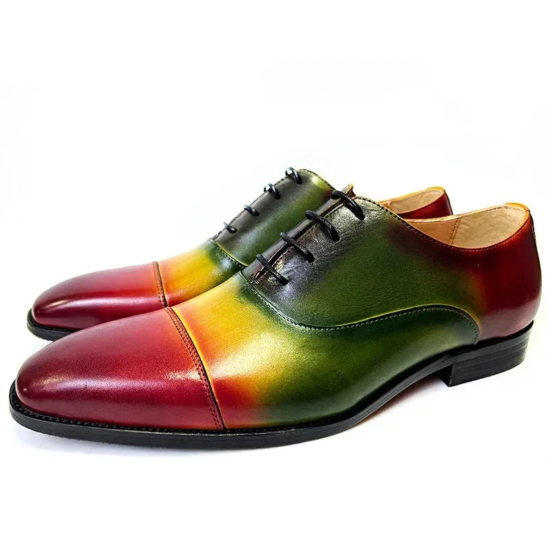 Mixed Colors Lace-Up Square Cap Toe Men Shoes