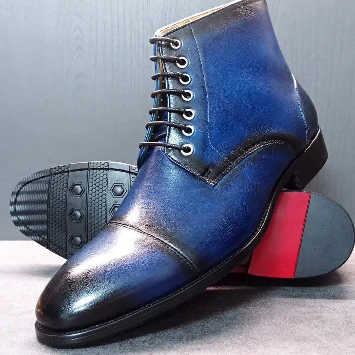 Royal Blue Ankle Boots Shoes For Men