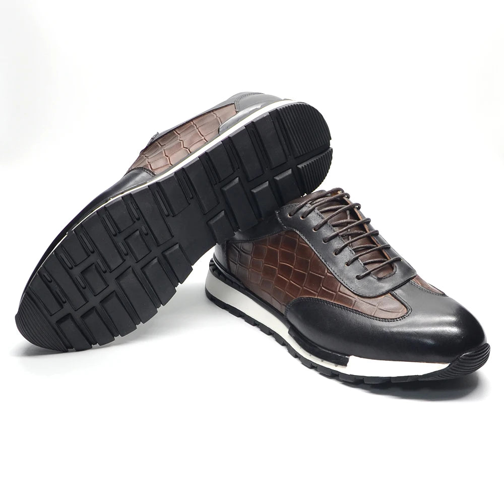 Lace-up Crocodile Pattern Men Leather Shoes