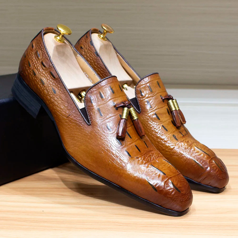 Genuine Leather Tassel Loafer Slip-on Men Shoes