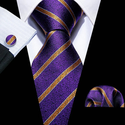 Dark Purple Plaid Silk Men Tie