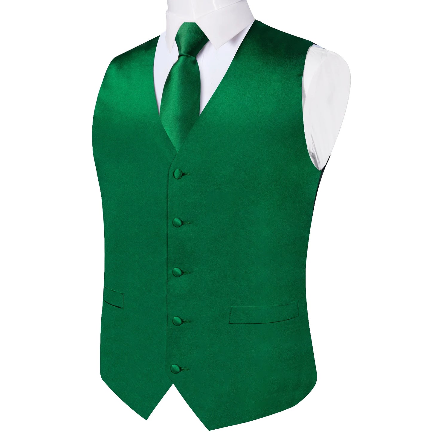 Green Vest And Tie Accessories Set For Men