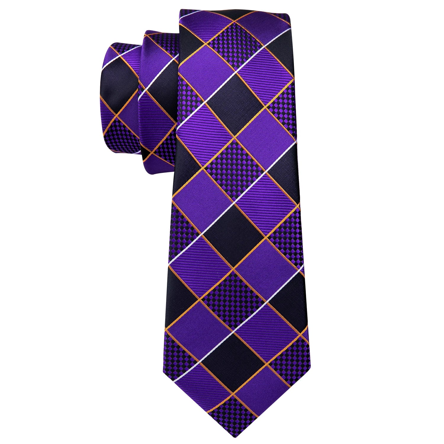 Dark Purple Plaid Silk Men Tie