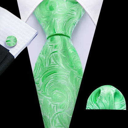 Green Teal Fashion Silk Men Tie