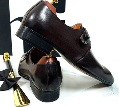 Black Macaron Pointed Toe Men Shoes