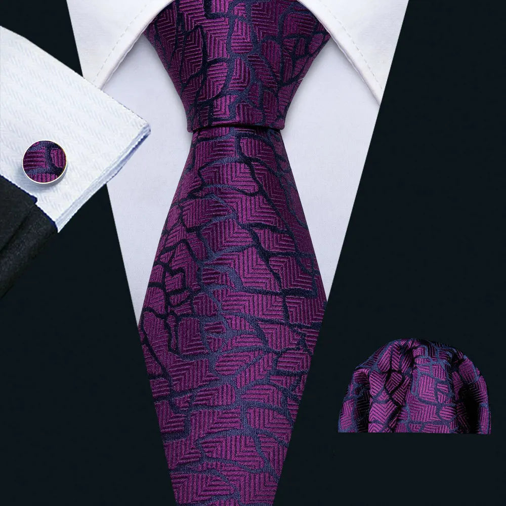 Dark Purple Plaid Silk Men Tie