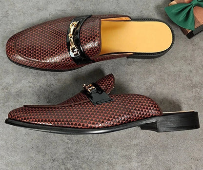 Leather Men Mules Half Shoes