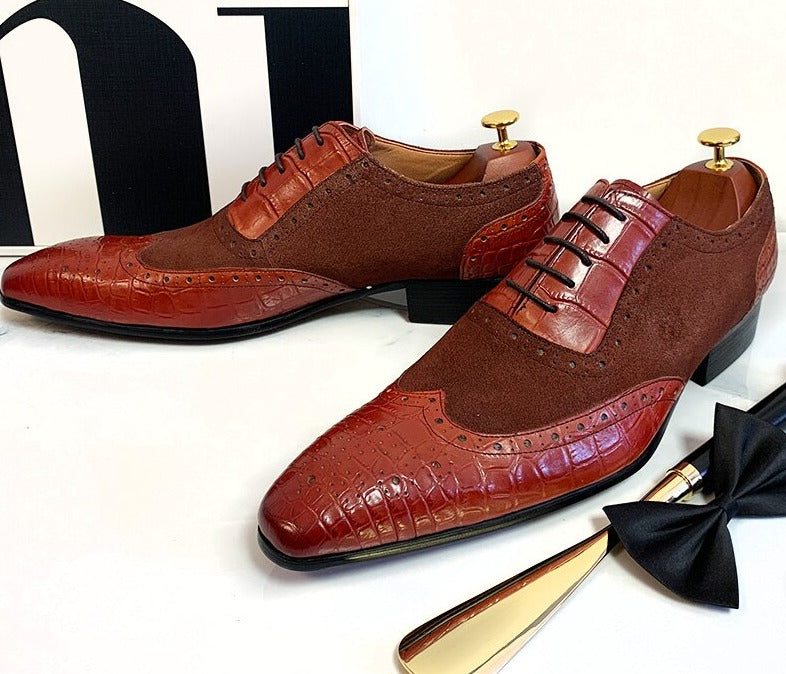 Crocodile Print Oxford Shoes